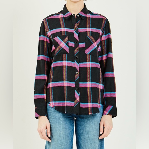 Rails Black and Pink Plaid Button Down Shirt - Picture 2 of 9